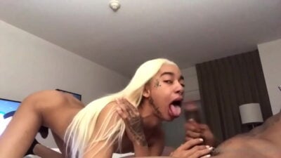 Blonde Ebony Tranny Blowjob