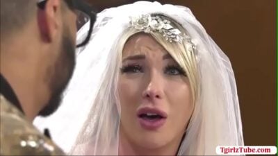 Blonde Shemale Bride Fucks a Black Guy