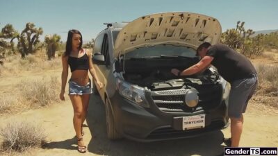 Hitchhiker Tranny Khloe Kay Enjoys Cock in the Back of a Van