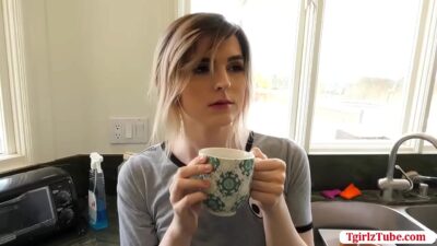 Young Shemale Blonde Gets Fucked and Cummed on Face