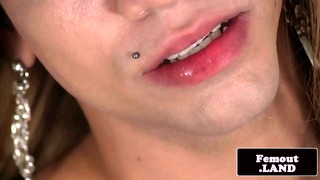Real femboy bends over while masturbating