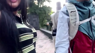 Big booty hung shemale groped in public