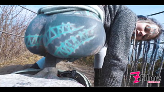 Tattoo Couple caught while wild ANAL public sex on a ruine
