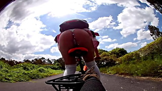 Bike ride showing panties, this old man wanted to fuck me, OUTDOOR CUMSHOT