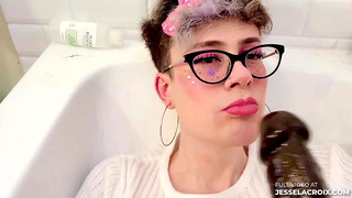 Beautiful Sissy Femboy Taking BBC Dildo In Ass And Mouth