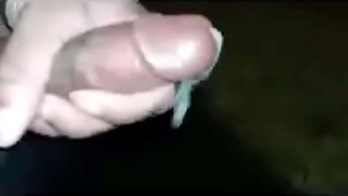 Flashing cock jerking off in public girl watches