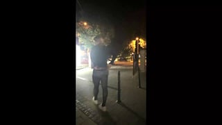 Sissy riding dildo outside
