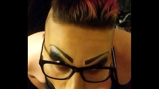 Cute Sissy JoJo drooling on a yummy average cock